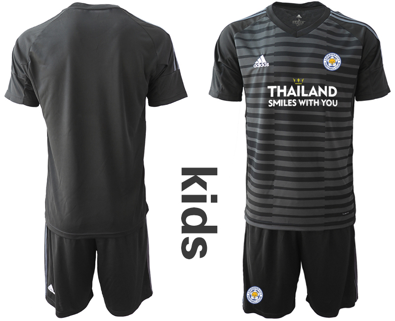 Cheap Youth 2020-2021 club Leicester City black goalkeeper blank Soccer Jerseys